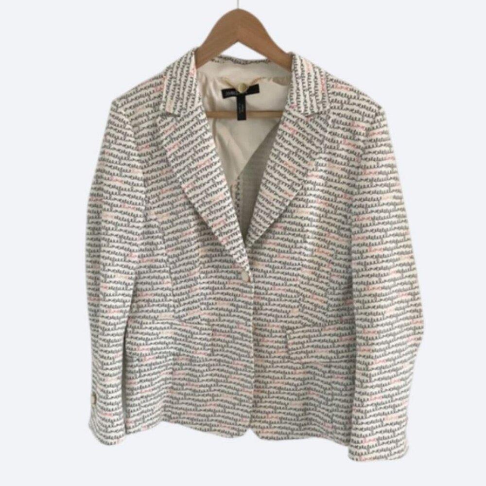 Marc Cain set of suit blazer and pants with graphic love print size L - Picture 3 of 15